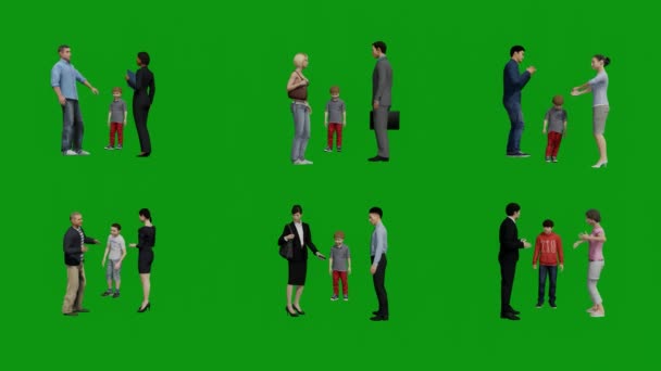 有几对美国夫妇在绿屏上互相谈论生活和生活 — 图库视频影像