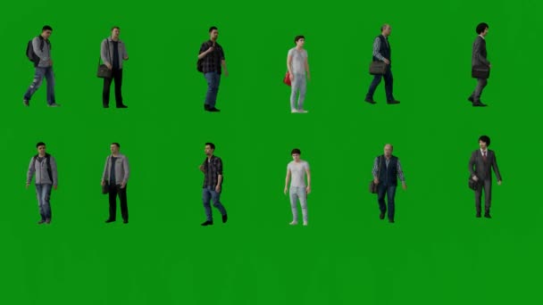 Several Unemployed American Immigrants Green Screen Walking Looking — Stock Video