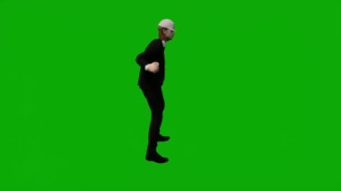 3D erkek müteahhit mühendisi yeşil ekranda konuşuyor ve krom anahtar film arka planında çalışıyor.