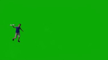 Yaz tatilindeki 3D kız yeşil ekranda canlandırma yapıyor, konuşuyor ve kroma anahtar film arka planında aktif.