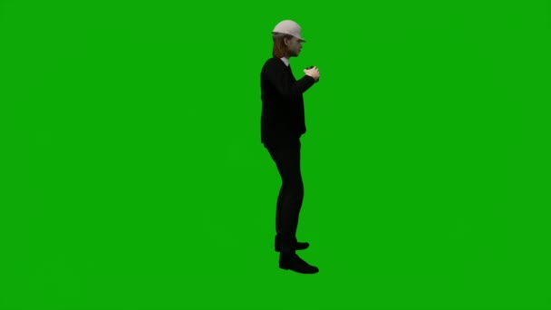 프린터그린 스크린에 애니메이션으로 기술자걷기 크로마 — 비디오