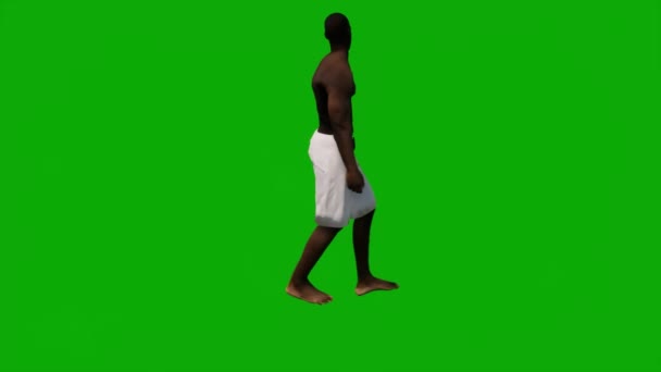 Μαύρο Αφρικανός Άνθρωπος Στην Παραλία Ταξίδι Διακοπών Στην Πράσινη Οθόνη — Αρχείο Βίντεο
