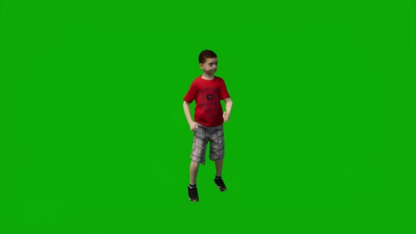 Animasyon Anaokulu Çocuğu Yeşil Ekranda Oynuyor Arka Planda Mutlu 1080 — Stok video