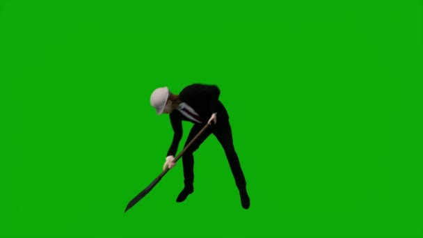 Mężczyzna Wykonawca Inżynier Animowane Zielonym Ekranie Rozmowy Spacery Pracy Tle — Wideo stockowe