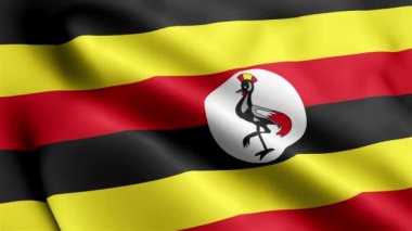 Uganda Flag 'ın rüzgarda dalgalanan videosu. Uganda Bayrak Dalgası Döngüsü rüzgarda dalgalanıyor. Gerçekçi Uganda Bayrağı geçmişi. Uganda Bayrak Döngüsü Kapanışı 1080p Tam HD 1920X1080 görüntü. Uganda bayrağı sallıyor. Ulusal 3d