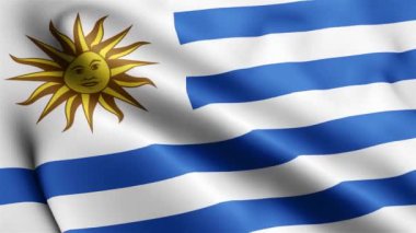 Uruguay Flag 'ın rüzgarda sallanan videosu. Uruguay Bayrak Dalgası Döngüsü rüzgarda dalgalanıyor. Gerçekçi Uruguay Bayrağı geçmişi. Uruguay Bayrak Döngüsü Kapanışı 1080p Tam HD 1920X1080 görüntü. Uruguay bayrağı sallıyor. Ulusa