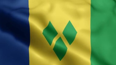 Saint Vincent ve Grenadines Flag 'ın rüzgarda dalgalanan videosu. Saint Vincent ve Grenadines Bayrak Dalgası Döngüsü rüzgarda sallanıyor. Gerçekçi Saint Vincent ve Grenadines Flag geçmişi. Aziz Vincent.