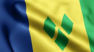 Saint Vincent ve Grenadines Flag 'ın rüzgarda dalgalanan videosu. Saint Vincent ve Grenadines Bayrak Dalgası Döngüsü rüzgarda sallanıyor. Gerçekçi Saint Vincent ve Grenadines Flag geçmişi. Aziz Vincent.