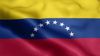 Venezuela Flag 'in rüzgarda dalgalanan videosu. Venezuela Bayrak Dalgası Döngüsü rüzgarda dalgalanıyor. Gerçekçi Venezuela Bayrağı geçmişi. Venezuela Bayrak Döngüsü Kapanışı 1080p Tam HD 1920X1080 görüntü. Venezuela el sallıyor