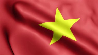 Vietnam bayrağı rüzgarda sallanıyor. Vietnam Bayrak Dalgası Döngüsü rüzgarda dalgalanıyor. Gerçekçi Vietnam Bayrağı geçmişi. Vietnam Bayrak Döngüsü Kapanışı 1080p Tam HD 1920X1080 görüntü. Vietnam bayrağı sallıyor. Ulusa