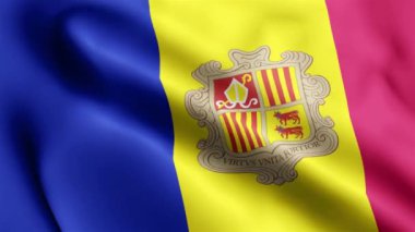 Andorra Flag 'in rüzgarda dalgalanan videosu. Andorra Bayrak Dalgası Döngüsü rüzgarda dalgalanıyor. Gerçekçi Andorra Bayrağı geçmişi. Andorra Bayrak Döngüsü Kapanışı 1080p Tam HD 1920X1080 görüntü. Andorra bayrak sallıyor. Ulusa
