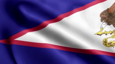 Amerikan Samoa Bayrağı rüzgarda sallanıyor. Amerikan Samoa Bayrak Dalgası Döngüsü rüzgarda dalgalanıyor. Gerçekçi Amerikan Samoa Bayrağı geçmişi. Amerikan Samoa Bayrak Döngüsü Kapanışı 1080p Tam HD 1920X1080 görüntü.