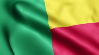 Benin Flag 'in rüzgarda dalgalanan videosu. Benin Bayrak Dalgası Döngüsü rüzgarda sallanıyor. Gerçekçi Benin Bayrağı geçmişi. Benin Bayrak Döngüsü Kapanışı 1080p Tam HD 1920X1080 görüntü. Benin bayrağı sallıyor. Ulusal 3d Benin