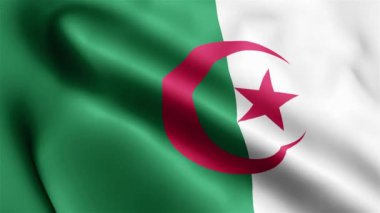 Cezayir bayrağının rüzgarda dalgalanan videosu. Cezayir Bayrak Dalgası Döngüsü rüzgarda dalgalanıyor. Gerçekçi Cezayir Bayrağı geçmişi. Cezayir Bayrak Döngüsü Kapanışı 1080p Tam HD 1920X1080 görüntü. Cezayir bayrağı sallıyor. Ulusa