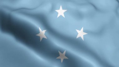 Mikronezya Bayrağı rüzgarda dalgalanıyor. Mikronezya Bayrak Dalgası Döngüsü rüzgarda sallanıyor. Gerçekçi Mikronezya Bayrağı arkaplanı. Mikronezya Bayrak Döngüsü Kapanışı 1080p Tam HD 1920X1080 görüntü. Mikronezya dalgası
