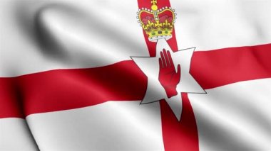 Kuzey İrlanda bayrağının rüzgarda dalgalanan videosu. Kuzey İrlanda Bayrak Dalgası Döngüsü rüzgarda dalgalanıyor. Gerçekçi Kuzey İrlanda Bayrağı geçmişi. Kuzey İrlanda Bayrak Döngüsü Kapanışı 1080p Tam HD 1920X1080 fo