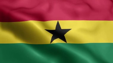 Gana bayrağının rüzgarda dalgalanan videosu. Gana Bayrak Dalgası Döngüsü rüzgarda dalgalanıyor. Gerçekçi Gana Bayrağı geçmişi. Gana Bayrak Döngüsü Kapanışı 1080p Tam HD 1920X1080 görüntü. Gana bayrak sallıyor. Ulusal 3d Gana