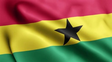 Gana bayrağının rüzgarda dalgalanan videosu. Gana Bayrak Dalgası Döngüsü rüzgarda dalgalanıyor. Gerçekçi Gana Bayrağı geçmişi. Gana Bayrak Döngüsü Kapanışı 1080p Tam HD 1920X1080 görüntü. Gana bayrak sallıyor. Ulusal 3d Gana