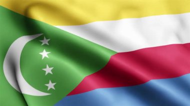 Comoros Flag 'in rüzgarda dalgalanan videosu. Comoros Bayrak Dalgası Döngüsü rüzgarda dalgalanıyor. Gerçekçi Comoros Flag geçmişi. Komoros Bayrak Döngüsü Kapanışı 1080p Tam HD 1920X1080 görüntü. Komorolar bayrak sallıyor. Ulusa