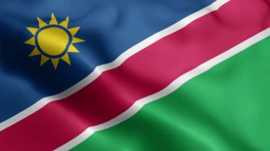 Namibya bayrağı rüzgarda sallanıyor. Namibya Bayrak Dalgası Döngüsü rüzgarda dalgalanıyor. Gerçekçi Namibya bayrağı geçmişi. Namibya Bayrak Döngüsü Kapanışı 1080p Tam HD 1920X1080 görüntü. Namibya bayrağı sallıyor. Ulusa
