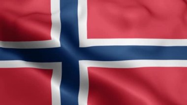Norveç bayrağı rüzgarda sallanıyor. Norveç Bayrak Dalgası Döngüsü rüzgarda sallanıyor. Gerçekçi Norveç Bayrağı geçmişi. Norveç Bayrak Döngüsü Kapanışı 1080p Tam HD 1920X1080 görüntü. Norveç bayrağı sallıyor. Ulusal 3d