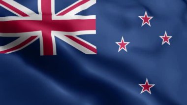 Yeni Zelanda Bayrağı rüzgarda sallanıyor. Yeni Zelanda Bayrak Dalgası Döngüsü rüzgarda dalgalanıyor. Gerçekçi Yeni Zelanda Bayrağı geçmişi. Yeni Zelanda Bayrak Döngüsü Kapanışı 1080p Tam HD 1920X1080 görüntü. Yeni Zelanda