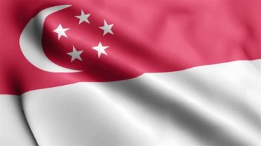 Singapur Bayrağı 'nın rüzgarda sallanan videosu. Singapur Bayrak Dalgası Döngüsü rüzgarda dalgalanıyor. Gerçekçi Singapur Bayrağı geçmişi. Singapur Bayrak Döngüsü Kapanışı 1080p Tam HD 1920X1080 görüntü. Singapur el sallıyor