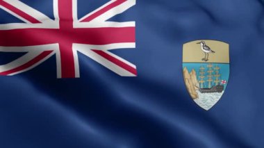 Saint Helena, Ascension ve Tristan da Cunha Flag 'ın rüzgarda dalgalanan videosu. Saint Helena, Ascension ve Tristan da Cunha Flag Loop rüzgarda sallanıyor. Gerçekçi Aziz Helena, Yükseliş ve Tristan da Cun