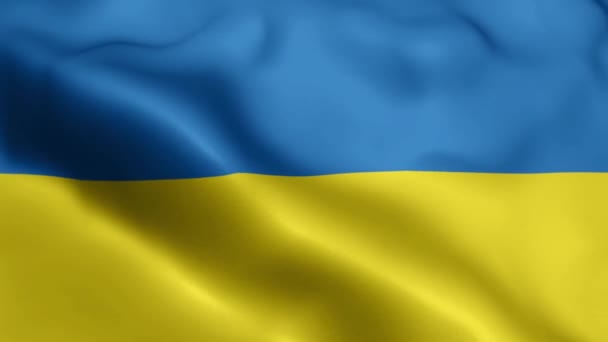 Ukrajina Vlajkové Video Vlnění Větru Ukrajinská Vlajková Vlna Smyčka Vlnící — Stock video