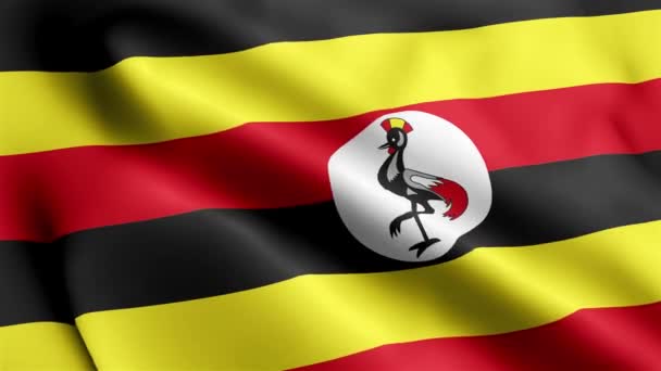 Ouganda Drapeau Vidéo Agitant Dans Vent Ouganda Flag Wave Boucle — Video
