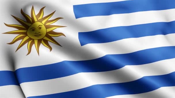 Uruguai Vídeo Bandeira Acenando Vento Uruguai Bandeira Onda Loop Acenando — Vídeo de Stock