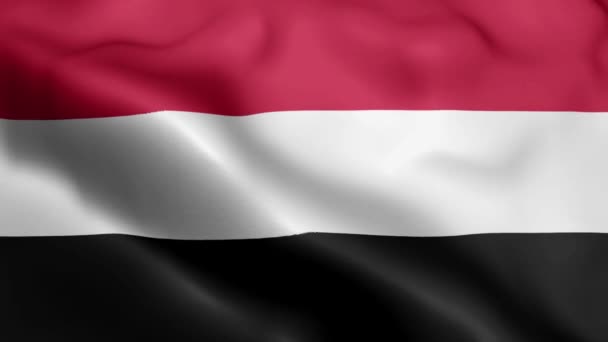 Jemen Flaga Wideo Macha Wietrze Jemen Flaga Pętla Falowa Macha — Wideo stockowe