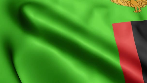 Zambie Flag Video Vlnění Větru Zambijská Vlajková Smyčka Vlnící Větru — Stock video