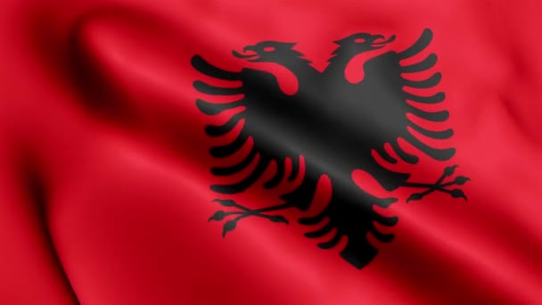 Albanien Flagga Video Viftar Vinden Albanien Flag Wave Loop Vinkar — Stockvideo