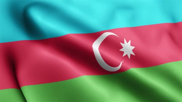 Aserbaidschanische Flaggen Wehen Wind Die Flagge Aserbaidschans Weht Wind Realistischer — Stockvideo