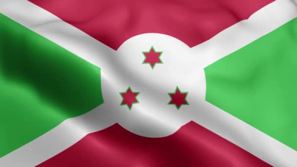 Burundi Flag Video Vlnící Větru Vlajková Smyčka Burundi Vlní Větru — Stock video