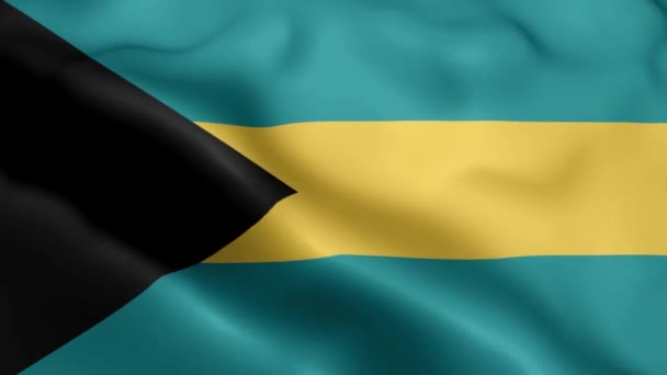 巴哈马国旗视频在风中飘扬 巴哈马国旗波浪环在风中飘扬 现实的巴哈马国旗背景 Bahamas Flag Looping Closeup 1080P Full 1920X1080 — 图库视频影像