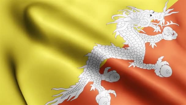 Vídeo Bandera Bután Ondeando Con Viento Bhutan Flag Wave Loop — Vídeo de stock