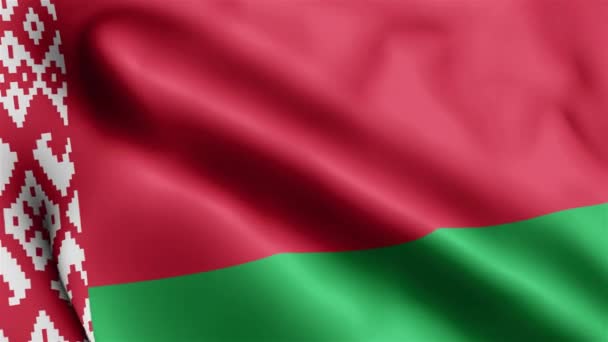 Vitryssland Flagga Video Viftar Med Vinden Belarus Flag Wave Loop — Stockvideo
