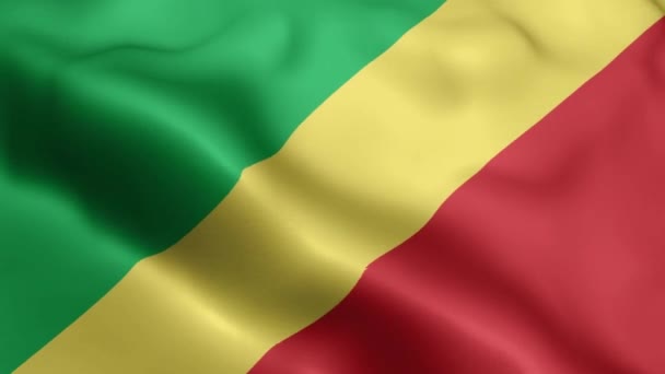 Republiken Kongo Flagga Video Viftar Med Vinden Republiken Kongo Flagg — Stockvideo