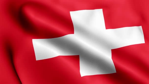 Švýcarsko Vlajkové Video Vlnící Větru Švýcarsko Vlajková Smyčka Vlnící Větru — Stock video