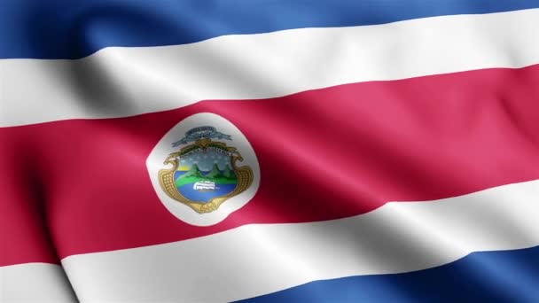 Kosta Rika Bayrağı Rüzgarda Sallanıyor Kosta Rika Bayrak Dalgası Döngüsü — Stok video