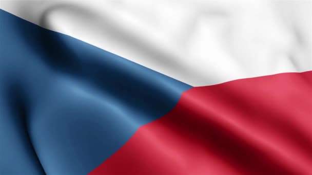 Tjeckiska Flaggan Video Vinkar Vinden Czechia Flag Wave Loop Vinkar — Stockvideo
