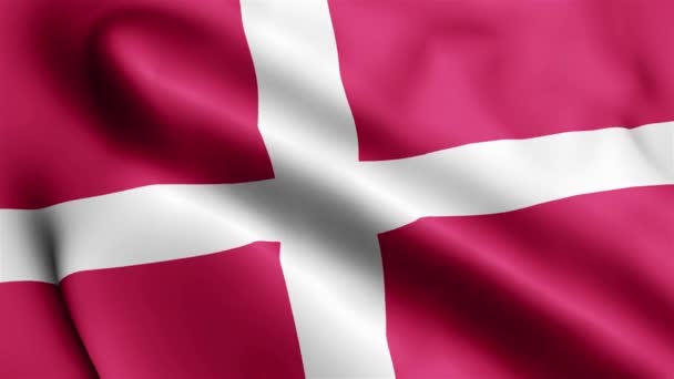 Dänemark Flagge Weht Wind Dänemarks Flagge Weht Wind Realistische Dänemark — Stockvideo