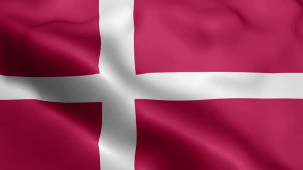 Die Dänische Flagge Weht Wind Dänemarks Flagge Weht Wind Realistische — Stockvideo