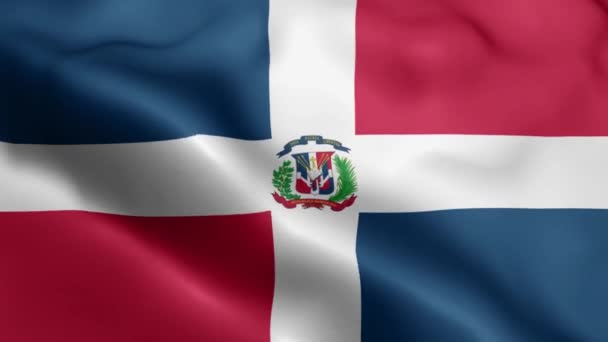 多米尼加共和国国旗视频在风中飘扬 多明尼加共和国国旗波浪环在风中飘扬 现实的多米尼加共和国国旗背景 多米尼加共和国国旗环路闭路1080P全Hd 1920 — 图库视频影像