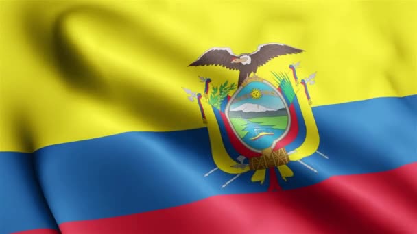 厄瓜多尔国旗视频在风中飘扬 厄瓜多尔国旗波浪环在风中飘扬 现实的厄瓜多尔国旗背景 Ecuador Flag Looping Closeup 1080P Full 1920X1080 — 图库视频影像