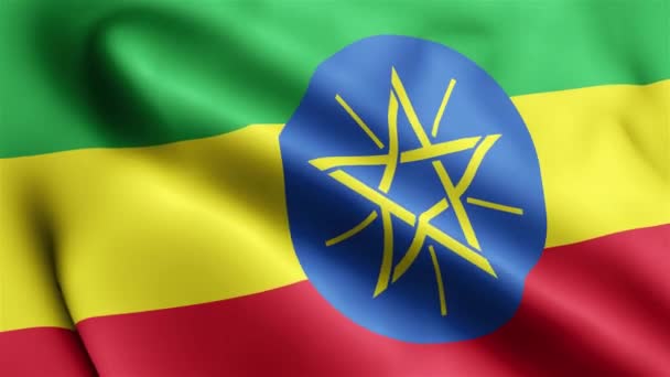 Эфиопия Флаг Видео Размахивает Ветром Флаг Эфиопии Волновая Петля Машет — стоковое видео