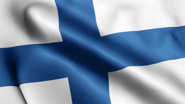 Finsko Vlajkové Video Vlnící Větru Finsko Vlajková Smyčka Vlnící Větru — Stock video