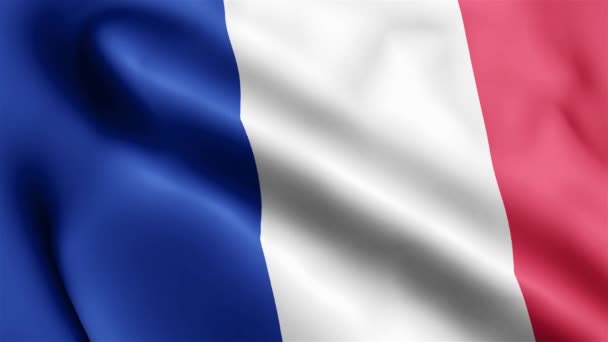 Відео Флангу Франції Махає Вітром Французький Прапор Хвильова Петля Розмахує — стокове відео